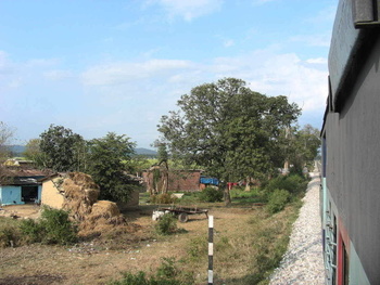 Typical Rural Indian Scene by the tracks.