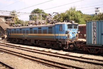 VSKP WAG-7 # 27933 with container rakes at BSR
