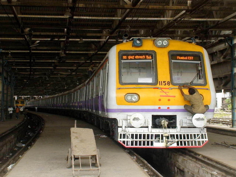 A rare picture of a Western Railway rake in Mumbai Central Emu Carshed with destination board of Mumbai CST.  (Arzan Kotval)