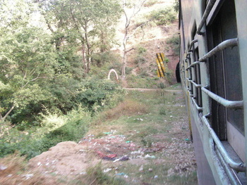 Entering Tunnel #2:As we head towards Dehradun, the train enters tunnel #2 just off Hardwar.  Actually, we are in a small gap be