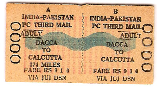 Dacca to Calcutta EBR ticket