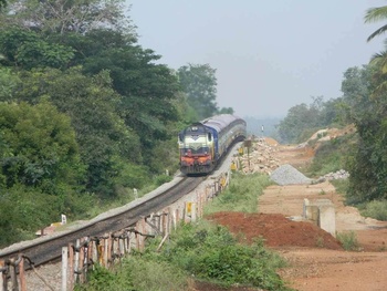 7.KJM WDM3A 18704 charges down the gradient with the SBC bound Chamundi Express