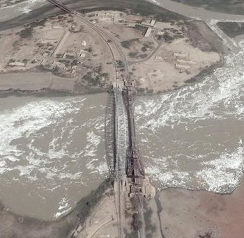 Satellite view of Lansdowne and Ayub bridges from Google Earth