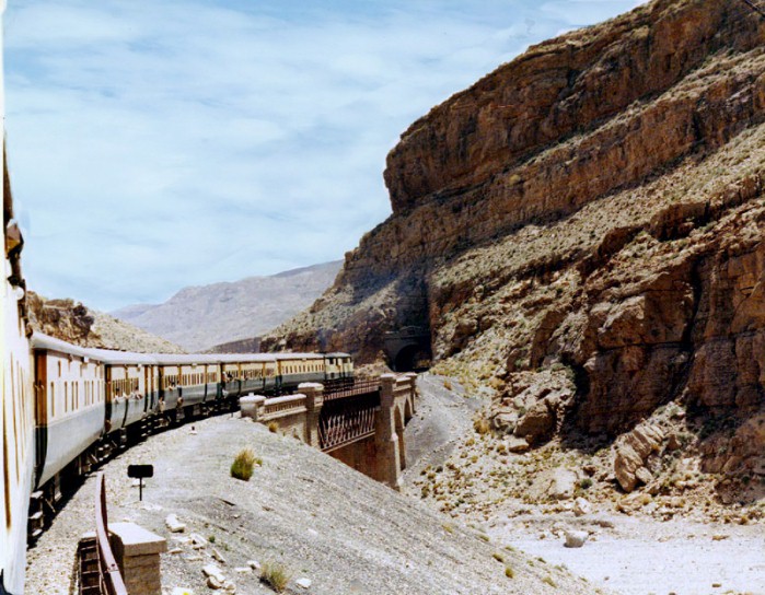 Train on Bolan Pass railway line