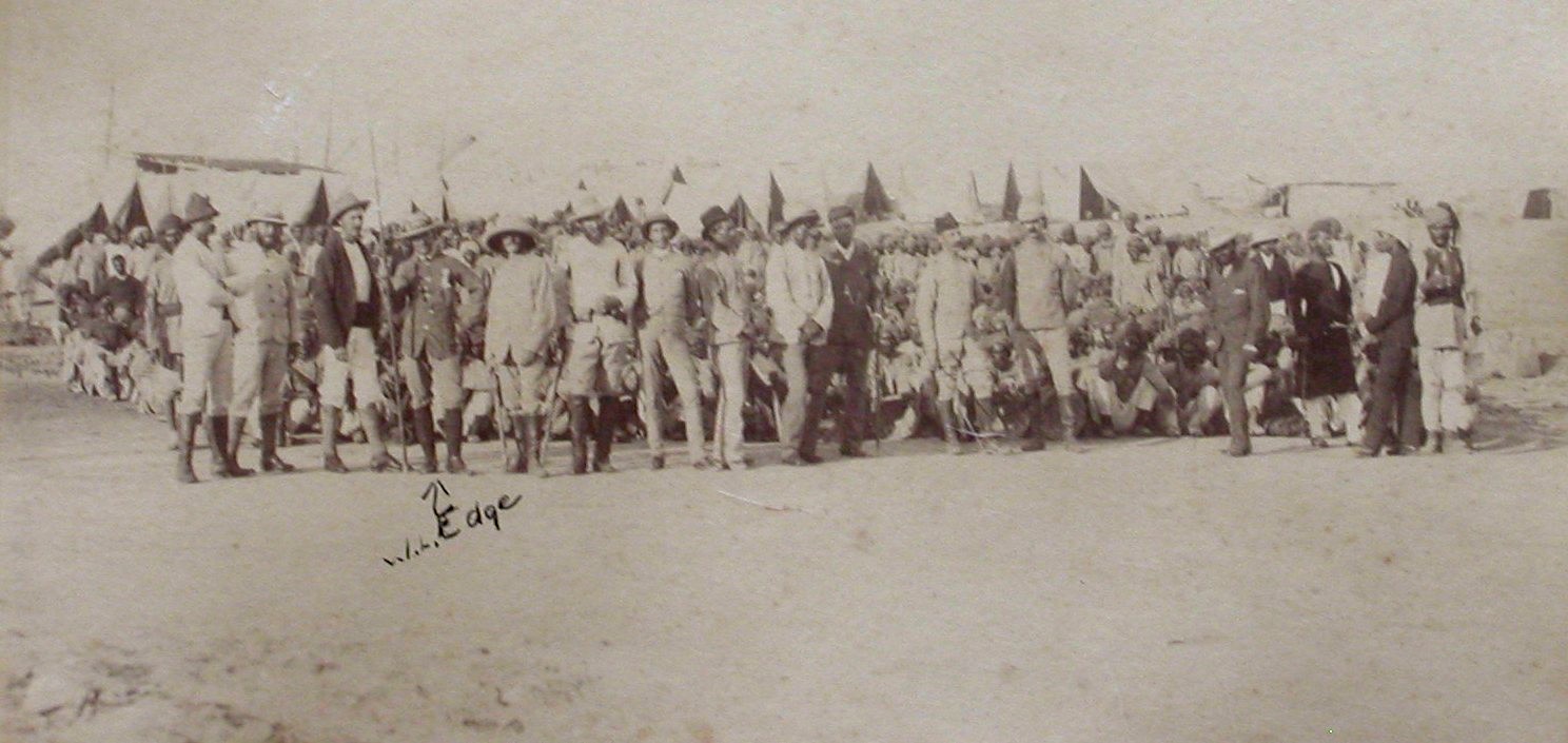 Railway construction crew at Quarantine Island, Suakin. William Edge, 1885.