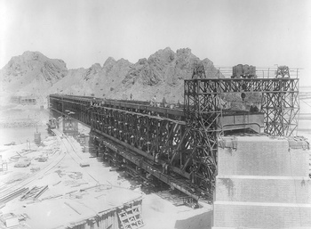 Rail cum Road Bridge, under construction in 1931, Chiniot