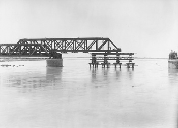 Construction of Railway Bridge at River Jhelum, at Khushab in 1931 - 1