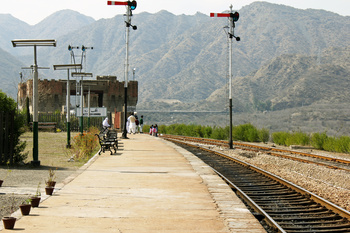 Attock Khurd Station Platform and entry gate of the Railway Bridge (East Bank) of Indus River