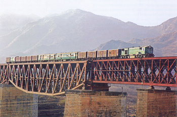 Rail-cum-Road bridge over River Indus at Attock Khurd Station, Pakistan