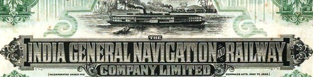 A detail from the IGNRC share certificate showing a paddle steamer.