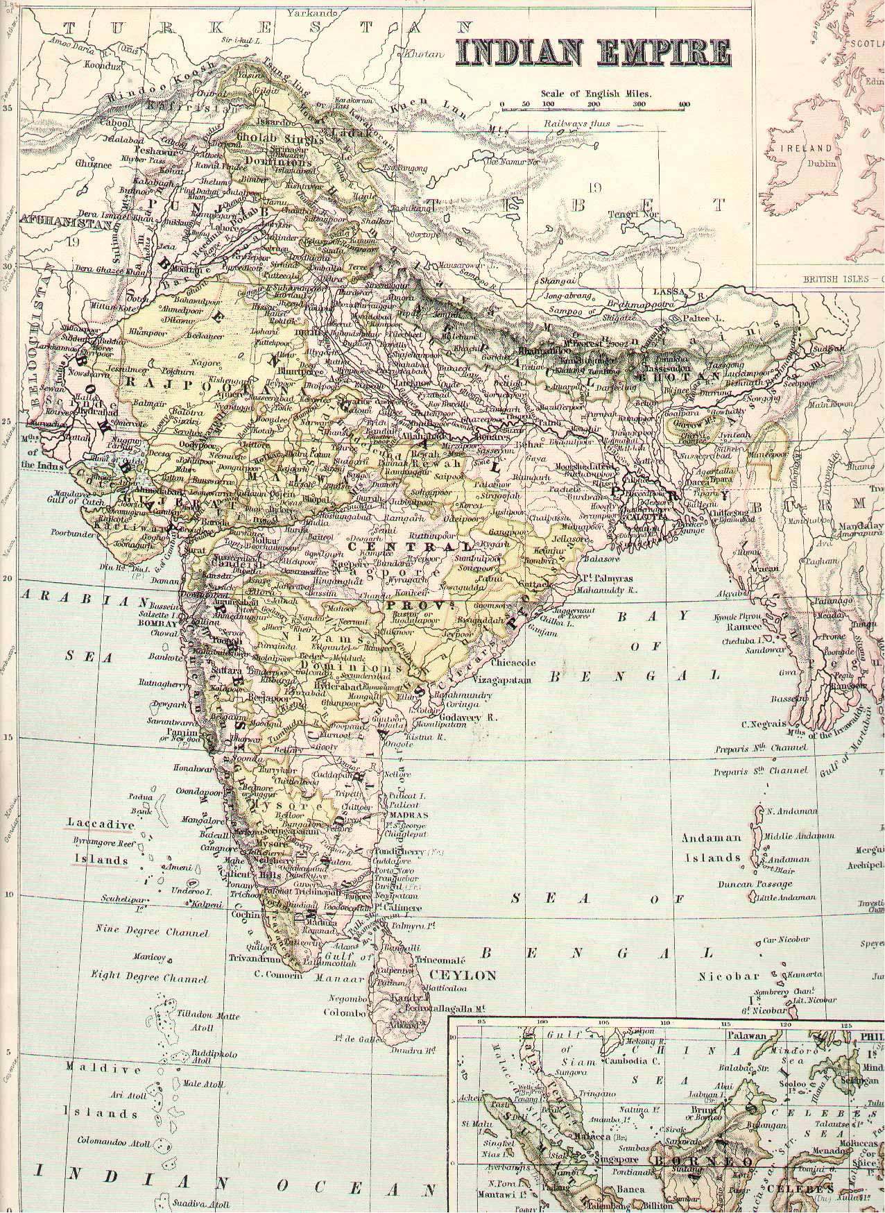 India Political Map 1875. Click for a high-resolution version.