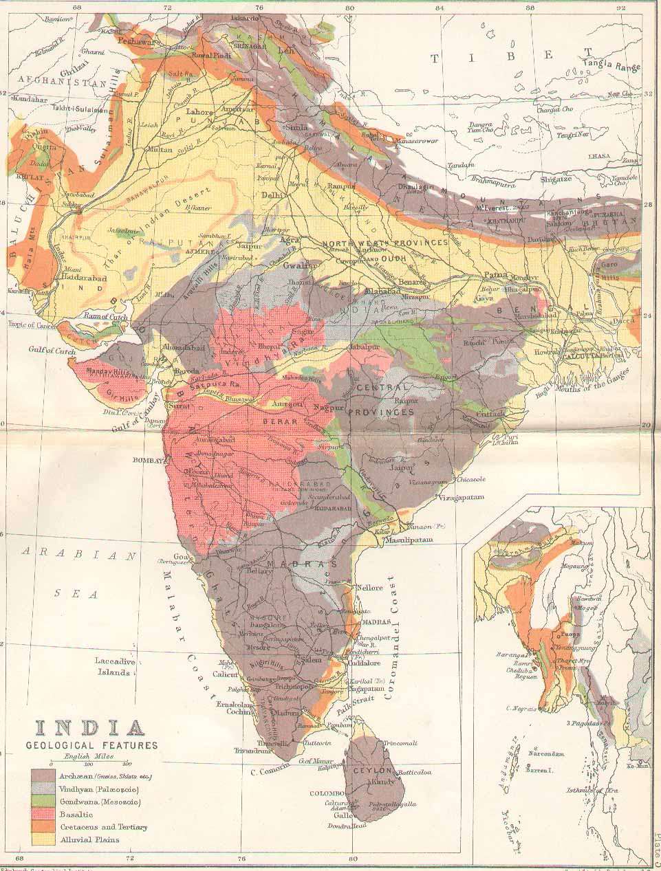 India Physical Map 1893. Click for a high-resolution version.