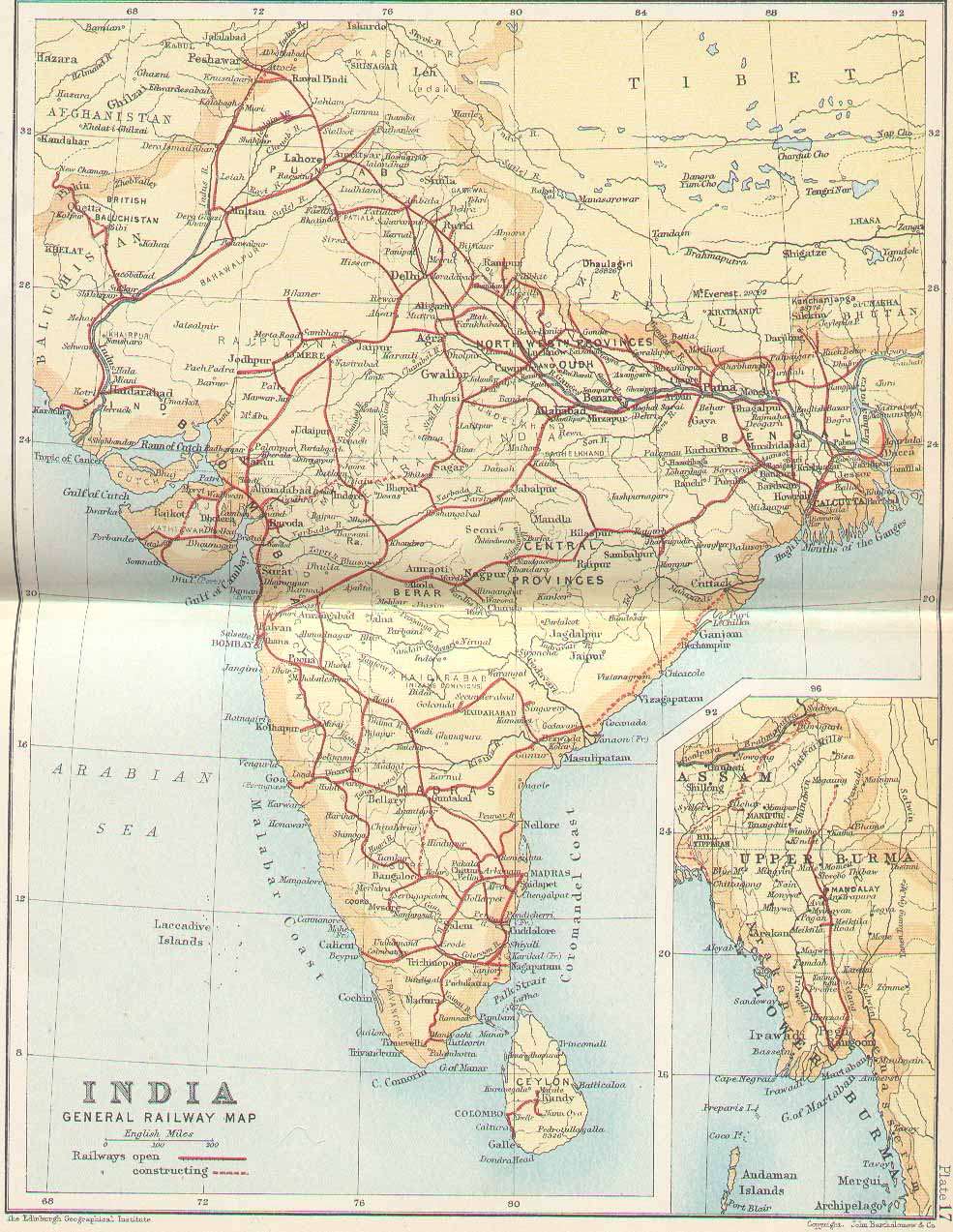 India Railway Map 1893. Click for a high-resolution version.