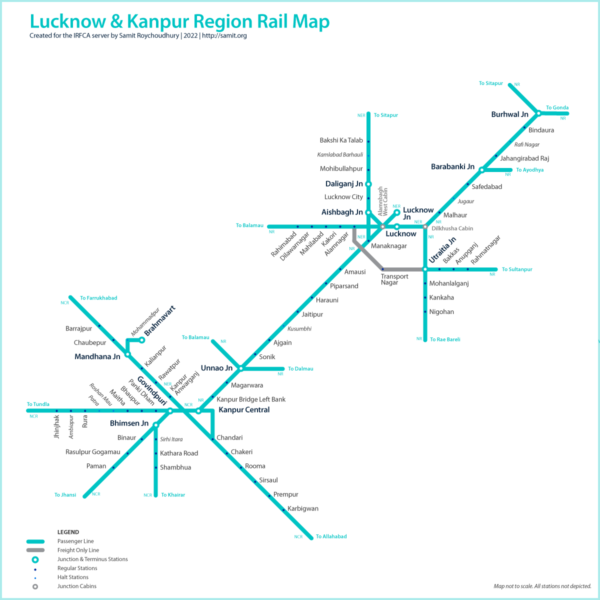 Lucknow and Kanpur area map