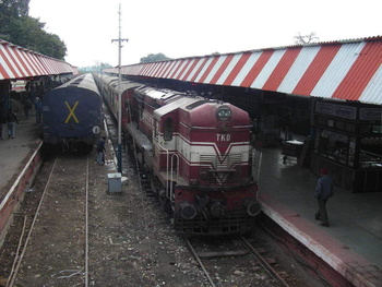 TKD WDM-3A #14004: Seen here is TKD Baldie that brought in Shatabdi Exp to Pf#2 and towards left is rear end of 4114 Link exp to