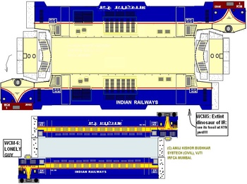 Foldable models of rare or extint WCM-5,6 type locos: Take a printout of this and fold in appropriate locations to get the outer