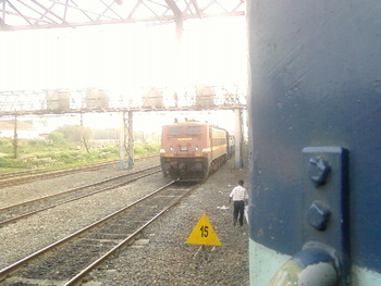 For Loco Database) WAP-4 #22374 leaving Howrah Junction with the  Howrah-Ruxaul Mithila Express, while