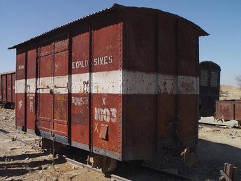 An old 2.5' gauge van for carrying explosives