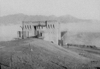 Approach to fortified Attock bridge, 1895