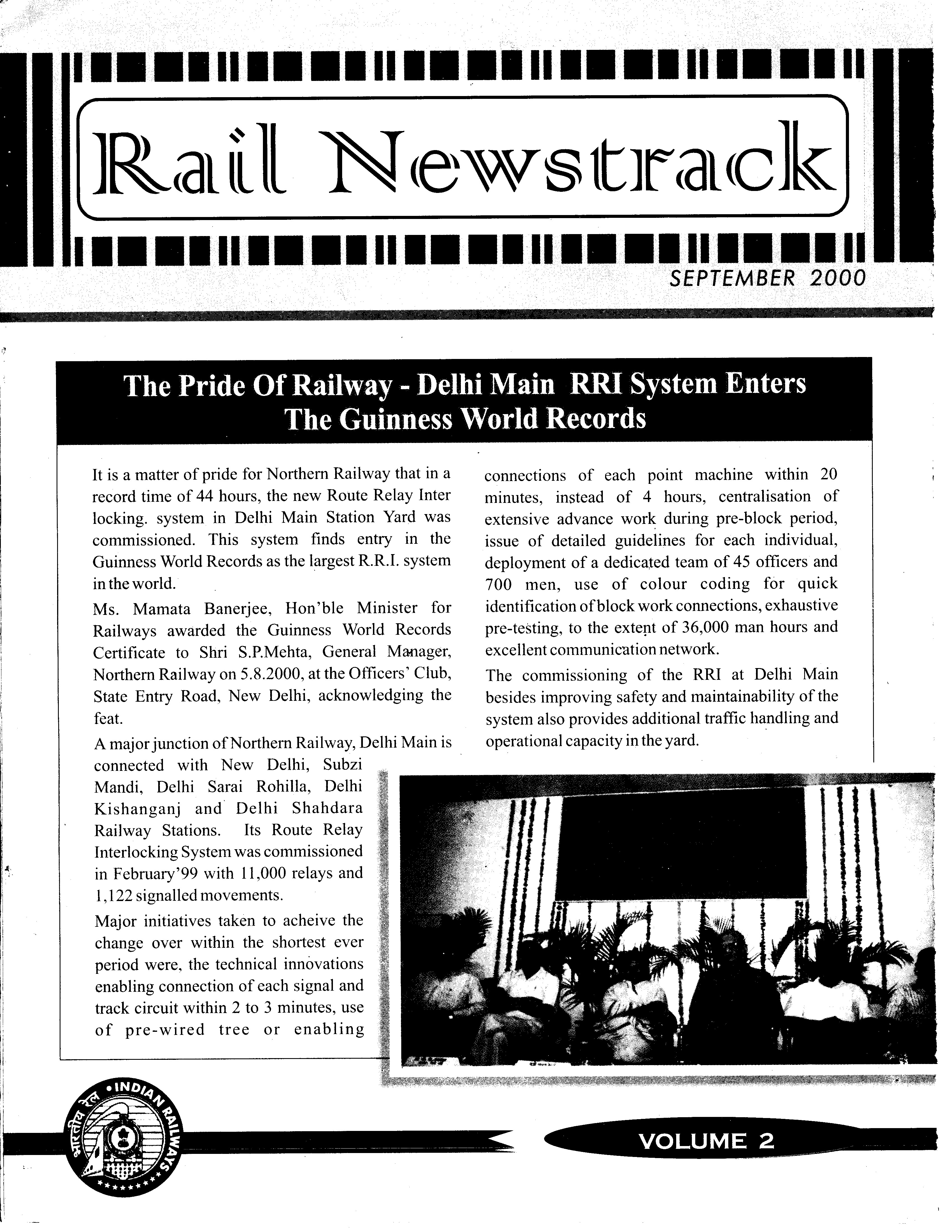 "Rail Newstrack" magazine, cover image, September 2000. Provided by Harsh Vardhan.