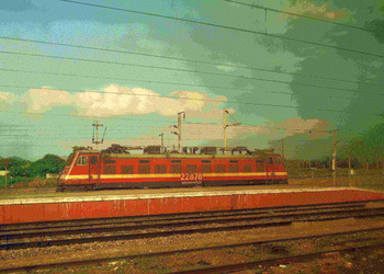 22878, WAP4 spotted @ Jolarpettai Junction on 24th DEC 2013 while on board 22626 AC Double Decker from Bangalore to Chennai (Ram