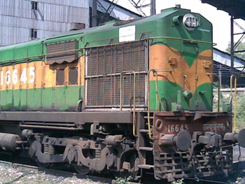 A WDM2# 16645 ready to depart from the NTPC yard at Jayant.