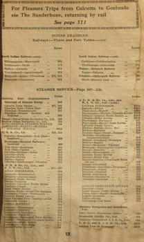 1934 Bradshaw, page IX (Steamer Index)