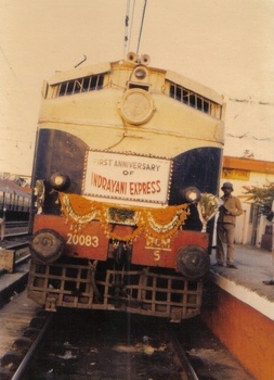 Dated 27 April 1989 INDRAYANI EXP celebrating its first anniversary hauled by first WCM-5#20083 'LOKMANYA'..By Devraj.s.Malekar