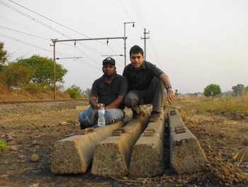 Vivek Pillai (left) and myself relax for sometime at Bhivpuri Road outer. We were waiting for the Cst bound Udyan Express to arr