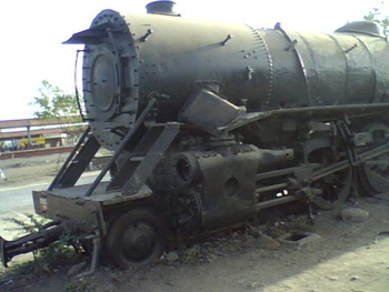 The front view of YP-2813 in compound of the Wankaner Railway Colony. This only one of the loco viewed outside the locoshed. Dat