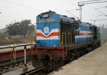 WDM 3A # 16018 going itself to attach to Awadh express at LJN (Dhirendra Maurya)