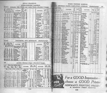 NWR 1943 Timetable