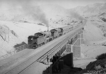 53 Up Lahore-Quetta train hauled by 3 HGS locomotives in the 1930's.