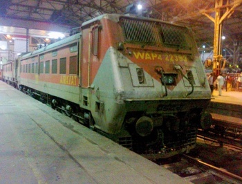 A dirty BRC WAP-4E# 22393 Airavat standing stationery at Mumbai Central and its taken from my cell phone. This loco looks better