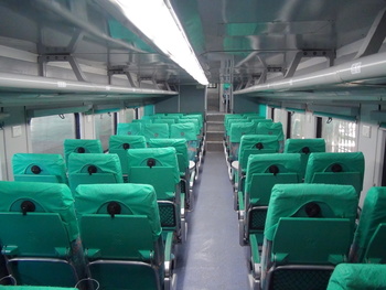 The dazzling lower deck of AC Chair Car coach of 12932 Ahmedabad Mumbai Central Double Decker Ac Express taken at Mumbai Central