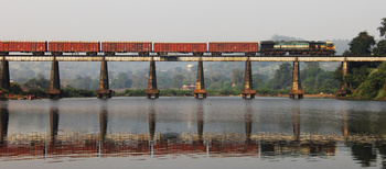 WDG-4 hauling BCNA rake over Patalganga river bridge on panvel-roha line (Pratik Joshi)
