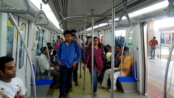 Interiors of Mumbai Metro rake taken before commencement of journey from Versova (Arzan Kotval)