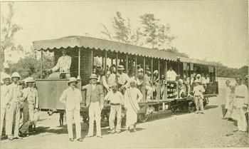Madras tramway - motor car and trailer car, 1891.