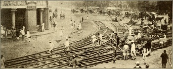 Bombay Tramways  layout in front of Crawford Market