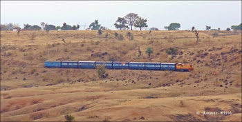 Train No 58851 Chhindwara - Nainpur Narrow gauge Passenger crawling through the Bithli Ghats between the Seoni - Bhoma N.G. Sect