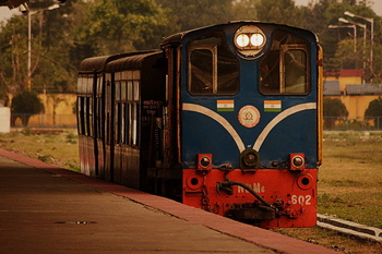 Darjeeling Himalayan Railway : Tiny Rake of Darjeeling New Jalpaiguri Passenger Arrives at New Jalpaiguri Hauled by NDM6 #602

